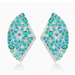 Great Beauty Treasure Earring of Island Vacation Paraiba Green Color Feng Shui Art Earring Online Custom Made