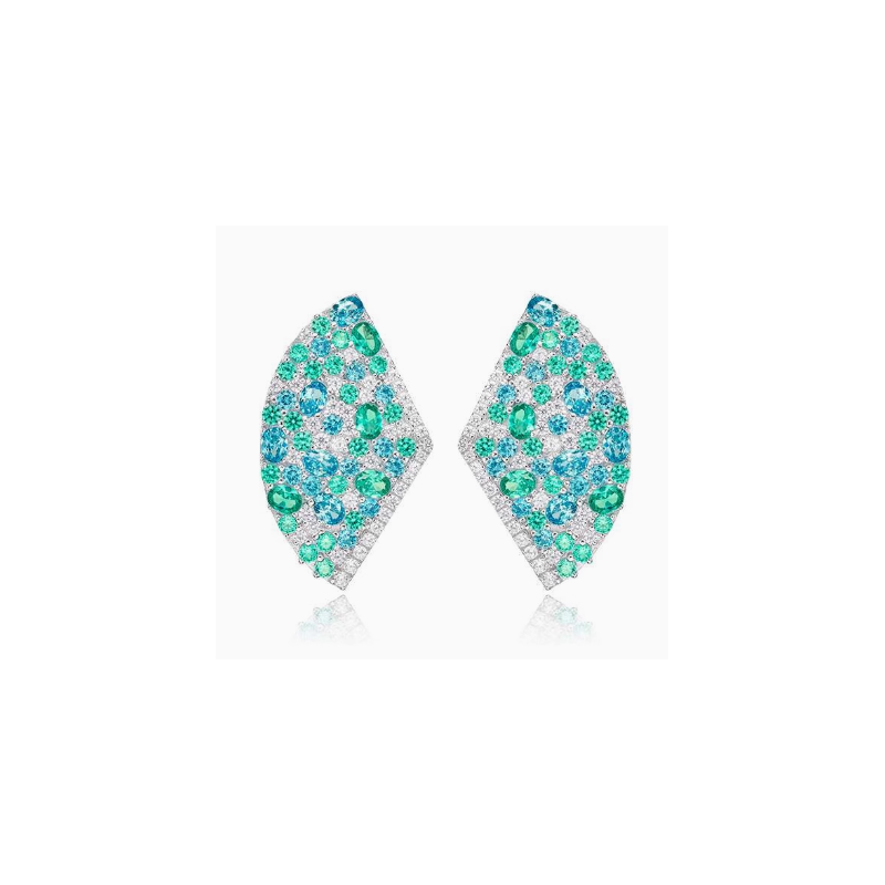 Great Beauty Treasure Earring of Island Vacation Paraiba Green Color Feng Shui Art Earring Online Custom Made