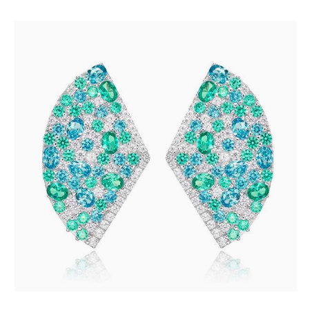 Great Beauty Treasure Earring of Island Vacation Paraiba Green Color Feng Shui Art Earring Online Custom Made