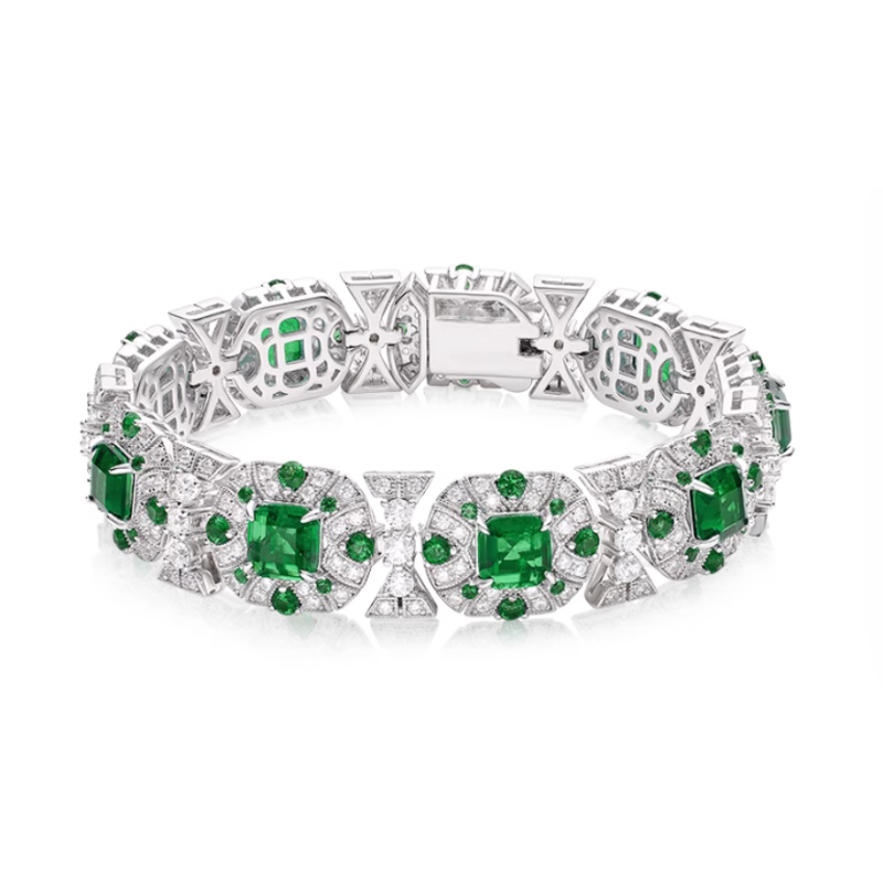 New Arrivals Beauty Treasure Bracelet of Vogue Emerald Green Diamond Feng Shui Art Bracelet Online Custom Made