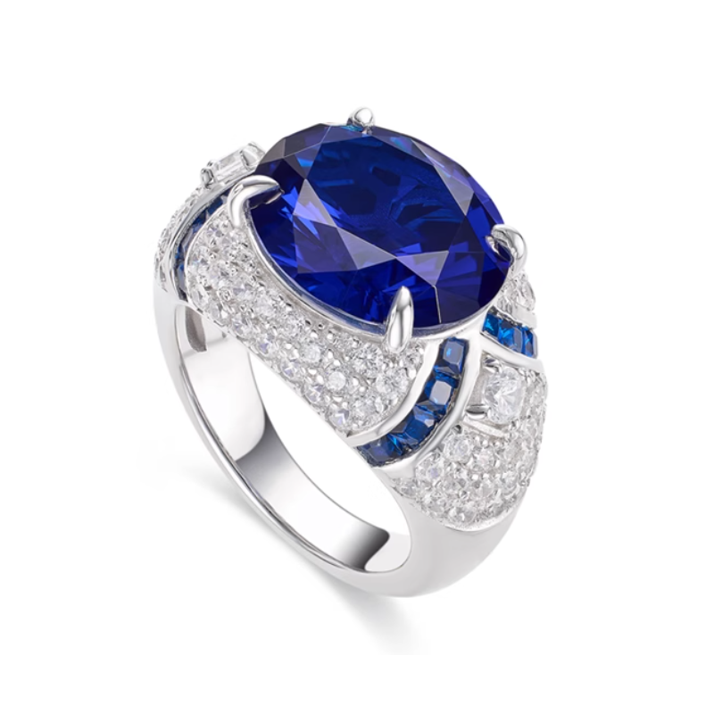 Treasure Designer Gem Ring of Domineer Royal Blue Diamond Feng Shui Art Ring Online Custom Made