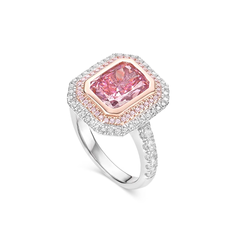 Treasure Designer Gem Ring of Dream Cherry Pink Diamond Feng Shui Art Ring Online Custom Made