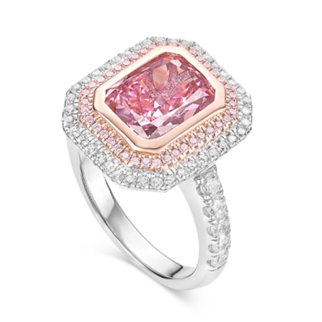 Treasure Designer Gem Ring of Dream Cherry Pink Diamond Feng Shui Art Ring Online Custom Made