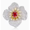 Treasure Designer Gem Ring of Flower Red Gem Elegant Feng Shui Art Ring Online Custom Made