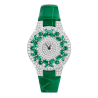 Treasure Diamond Watch of Full Diamond Crocodile Green Leather Quartz Women Art Watch Online Custom Made