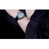 Treasure Diamond Watch of Emerald Gem Crocodile Leather Quartz Women Art Watch Online Custom Made