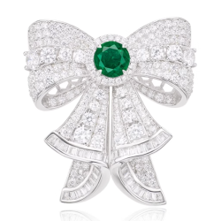 Treasure Diamond Women Brooch of Bow Emerald Green Diamond Art Jewel Brooch Online Handmade