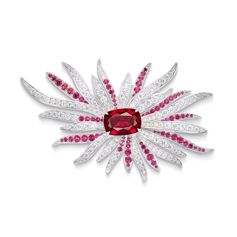 Treasure Diamond Women Brooch of Luxe Fireworks Red Diamond Art Jewel Brooch Online Handmade