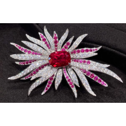 Treasure Diamond Women Brooch of Luxe Fireworks Red Diamond Art Jewel Brooch Online Handmade