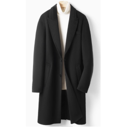 Treasure Handmade Men's Cashmere Overcoat of Single Breasted Mink Fur Liner Cashmere Men Coat Online