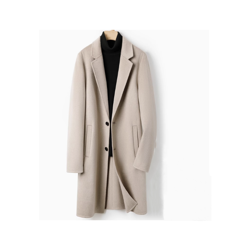 Treasure Handmade Men's Cashmere Overcoat of Single Breasted Authentic Cashmere Men Coat Online