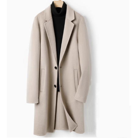 Treasure Handmade Men's Cashmere Overcoat of Single Breasted Authentic Cashmere Men Coat Online