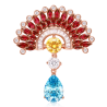 Treasure Diamond Women Brooch of Color Gems Fan Shape Feng Shui Art Brooch Online Handmade