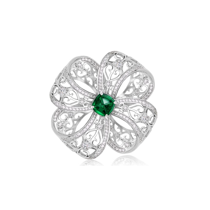 Treasure Diamond Women Brooch of Little Sugar Tower Emerald Court Style Art Jewel Brooch Online Handmade