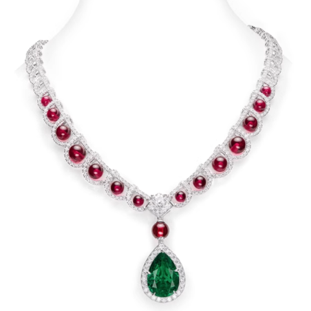 Elegant Style Water Drop Red Diamond Feng Shui Art Necklace Online for Sale