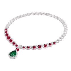 Elegant Style Water Drop Red Diamond Feng Shui Art Necklace Online for Sale