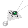 Elegant Style Dual Design Emerald Feng Shui Brooch Art Necklace Online for Sale