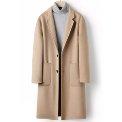 Treasure Handmade Men's Cashmere Overcoat of Casual Dual Side Suit Collar Cashmere Men Coat Online