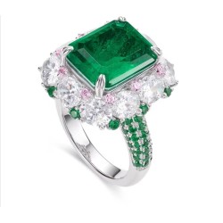 Original Senior Feel Emerald Diamond Feng Shui Art Jewelry Set