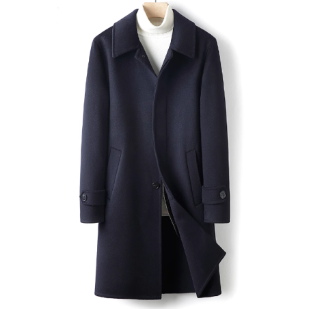 Treasure Handmade Men's Cashmere Overcoat of Mid Life Inner Tank Luxe Cashmere Men Coat Online