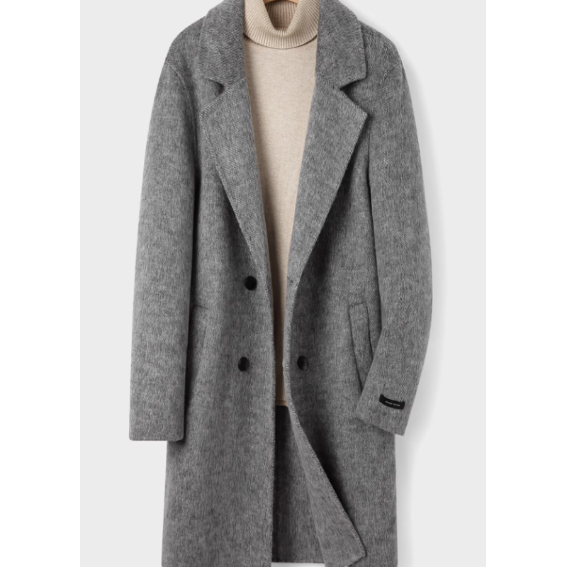 Treasure Handmade Men's Cashmere Overcoat of Alpaca Suit Collar Cashmere Men Coat Online