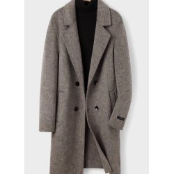 Treasure Handmade Men's Cashmere Overcoat of Alpaca Suit Collar Cashmere Men Coat Online