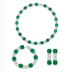 Original Cultivate Emerald Green Diamond Feng Shui Art Jewelry Set