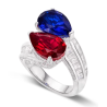 Treasure Designer Gem Ring of Water Drop Red Blue Diamond Feng Shui Art Ring Online Custom Made