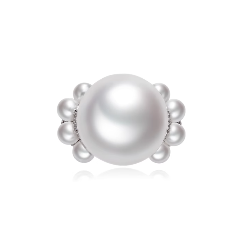 Treasure Designer Gem Ring of Brilliant Round Pearl Feng Shui Art Ring Online Custom Made