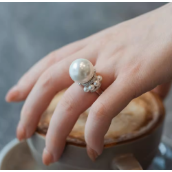 Treasure Designer Gem Ring of Brilliant Round Pearl Feng Shui Art Ring Online Custom Made