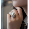 Treasure Designer Gem Ring of White Pearl Round Designer Feng Shui Art Ring Online Custom Made