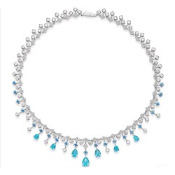 Original Romantic Light Sea Blue Diamond Feng Shui Art Jewelry Set