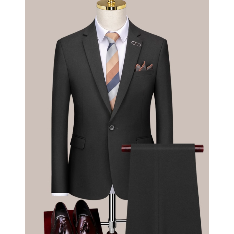 100% Handmade UK Elite Style 2 Piece Set UK Classic Flat Lapel Business Men Suit for Gentleman