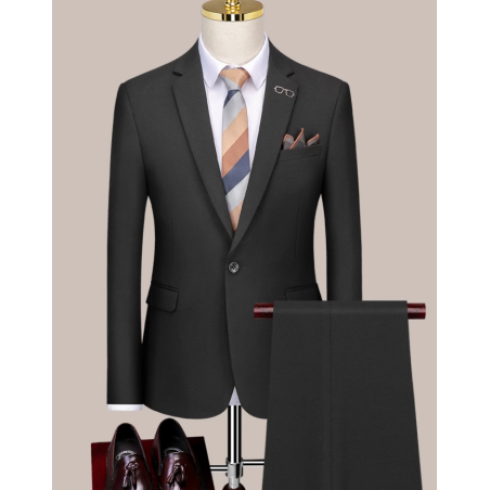 100% Handmade UK Elite Style 2 Piece Set UK Classic Flat Lapel Business Men Suit for Gentleman