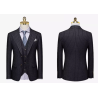 100% Handmade UK Elite Style 3 Piece Set Deep Gray Stripe UK Business Men Suit for Gentleman