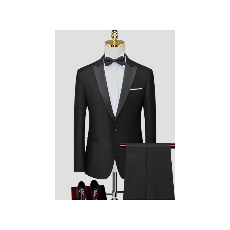 100% Handmade UK Elite Style 2 Piece Black Tasto Perform Men Suit for Gentleman