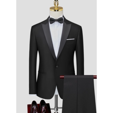 100% Handmade UK Elite Style 2 Piece Black Tasto Perform Men Suit for Gentleman