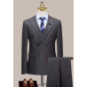 100% Handmade UK Elite Style 2 Piece Lawrence Gray Stripe Business Men Suit for Gentleman