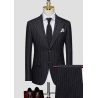 100% Handmade UK Elite Style 2 Piece Deep Gray Stripe UK Business Men Suit for Gentleman